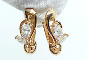 Золотые серьги с фианитами