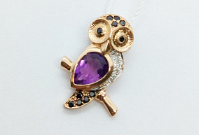 Золотая подвеска с аметистом и бриллиантами