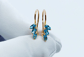 Золоте серьги с фианитами