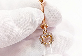 Золотой пиргсинг с фианитами