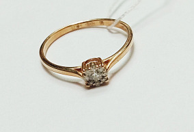 Золоте кольцо с бриллиантами 17,5 р-р