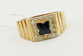 Золотая печатка с фианитами 19,5 р-р
