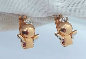 Золлотые Серьги Детские с Фианитом