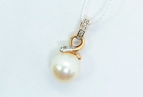 Золотая подвеск с Бриллиантами жемчугом