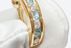 золотой пирсинг  с фианитами 