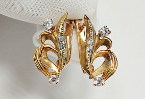 Злотые серьги с фианитами