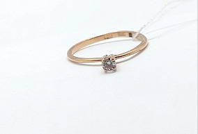  Золотое кольцо с бриллиантом 16,5 р-р