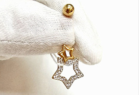 Золотой пиргсинг с фианитами