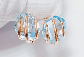 Злотые серьги с топазом